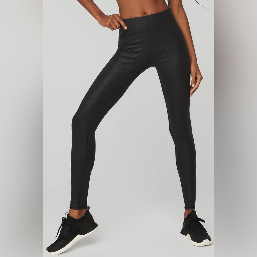 ALO Yoga Faux Leather Airbrush High-Waist Legging Small